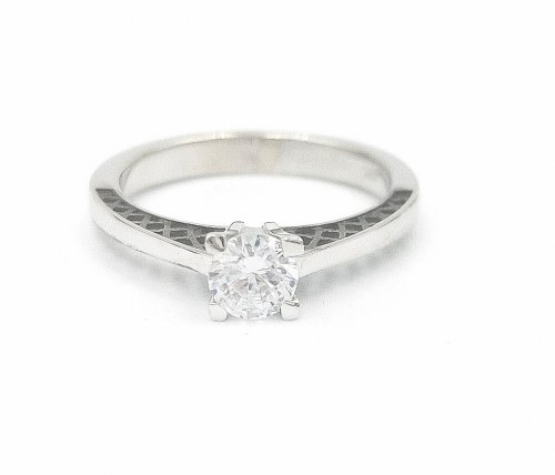 WHITE GOLD SOLITAIRE RING 14CT WITH ZIRCON